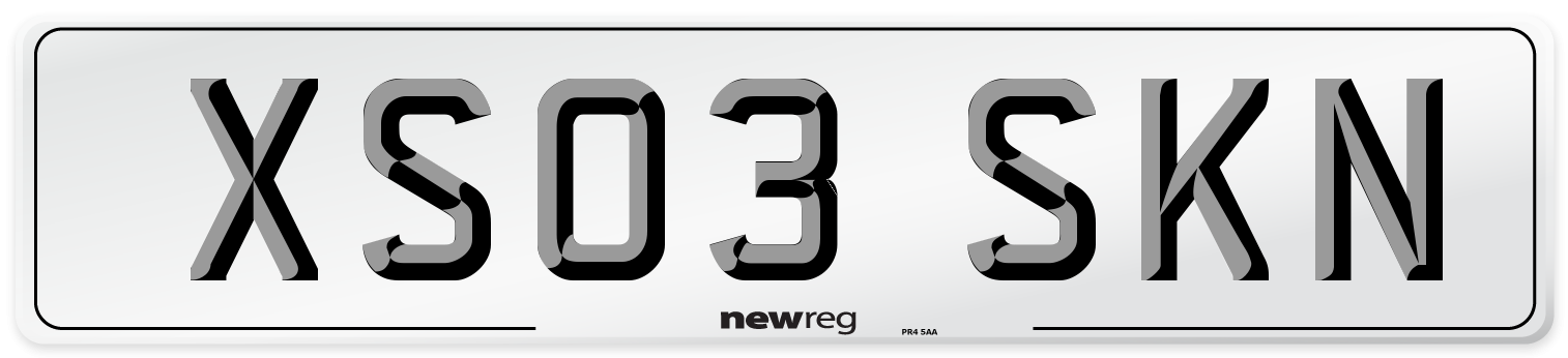 XS03 SKN Number Plate from New Reg